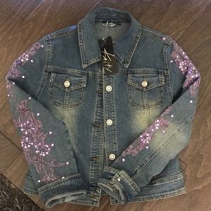 NWT Purple Embellished Denim Jacket